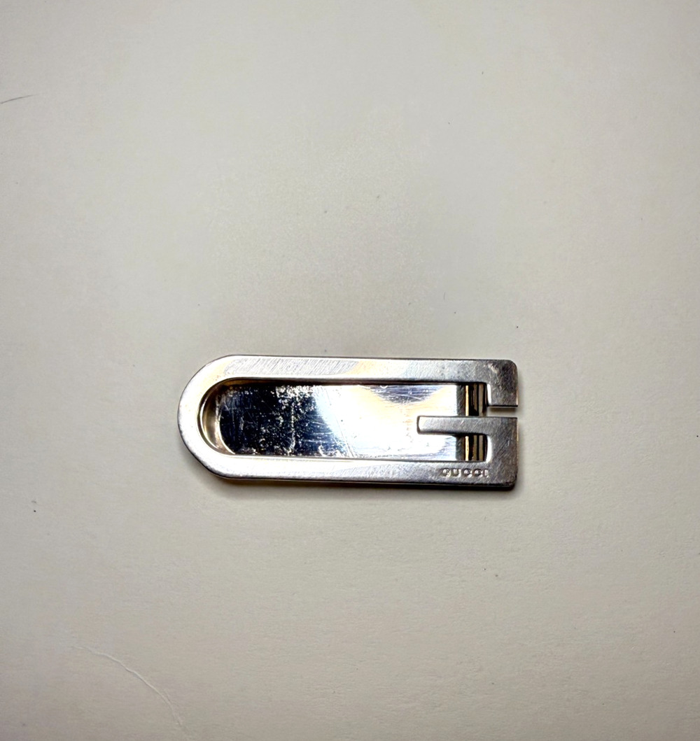 Gucci Money Bill Clip G Logo Silver Authentic Stainless Steel Excellent UC